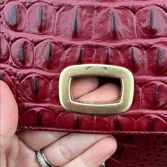 Elegant Brahmin Red Crocodile-Embossed Leather Handbag - Picture 7 of 13